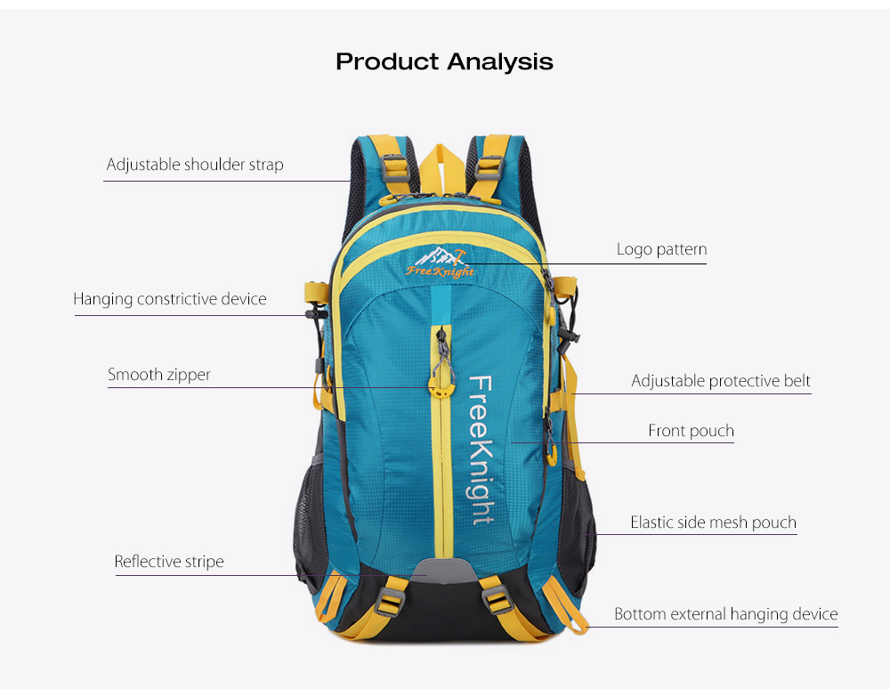 Free Knight FK0215 Outdoor 30L Nylon Water Resistant Backpack Mountaineering Camping Bag Free Knight FK0215 Outdoor 30L Nylon Water Resistant Backpack Mountaineering Camping Bag