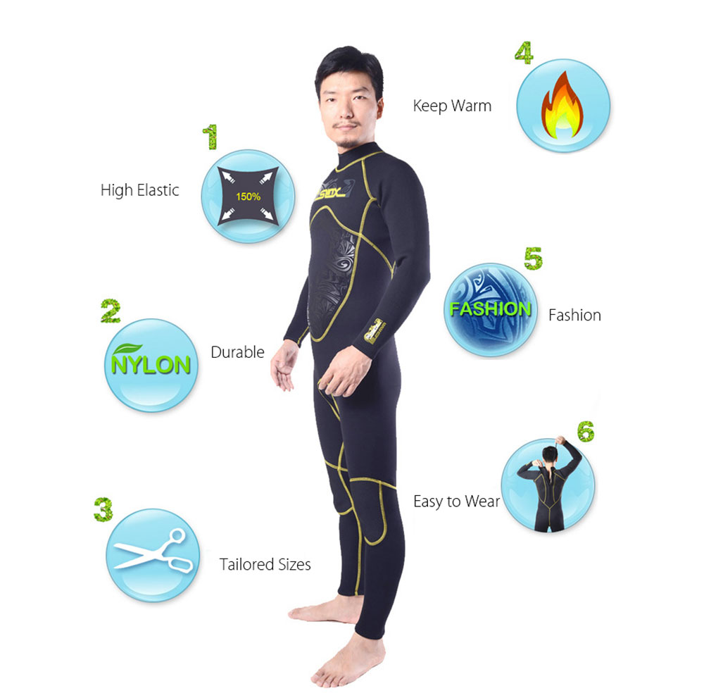 SLINX 1101 Men 3MM High Elastic Full Body Sunblock Diving Suit Wetsuit