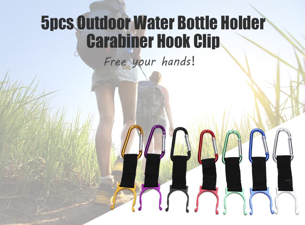 Aotu 5pcs Outdoor Water Bottle Holder Carabiner Hook Clip Buckle for Camping Hiking Aotu 5pcs Outdoor Water Bottle Holder Carabiner Hook Clip Buckle for Camping Hiking