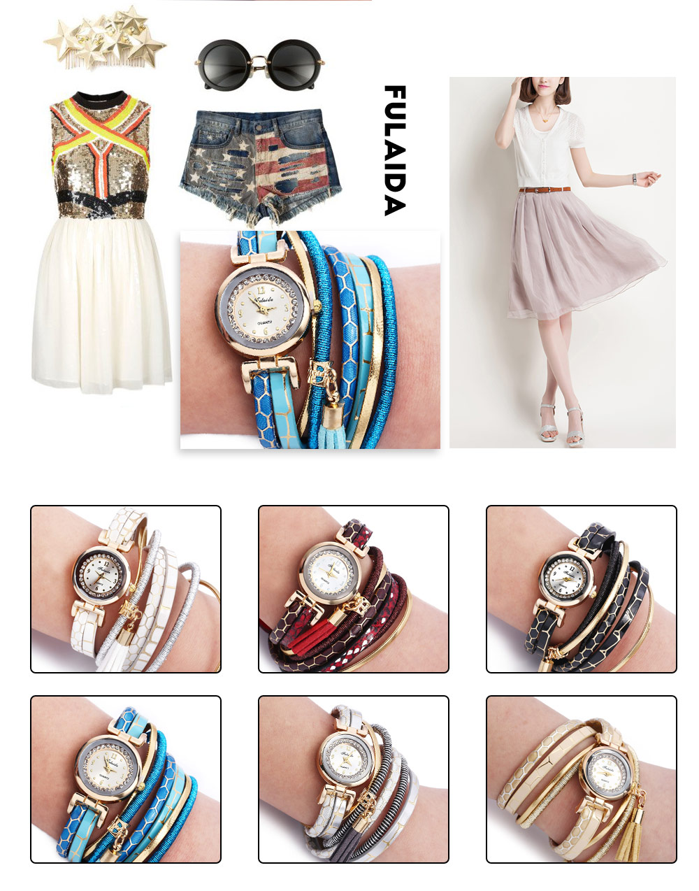 FULAIDA Women Quartz Watch Rhinestone Tassel Decoration Leather Band Wristwatch FULAIDA Women Quartz Watch Rhinestone Tassel Decoration Leather Band Wristwatch