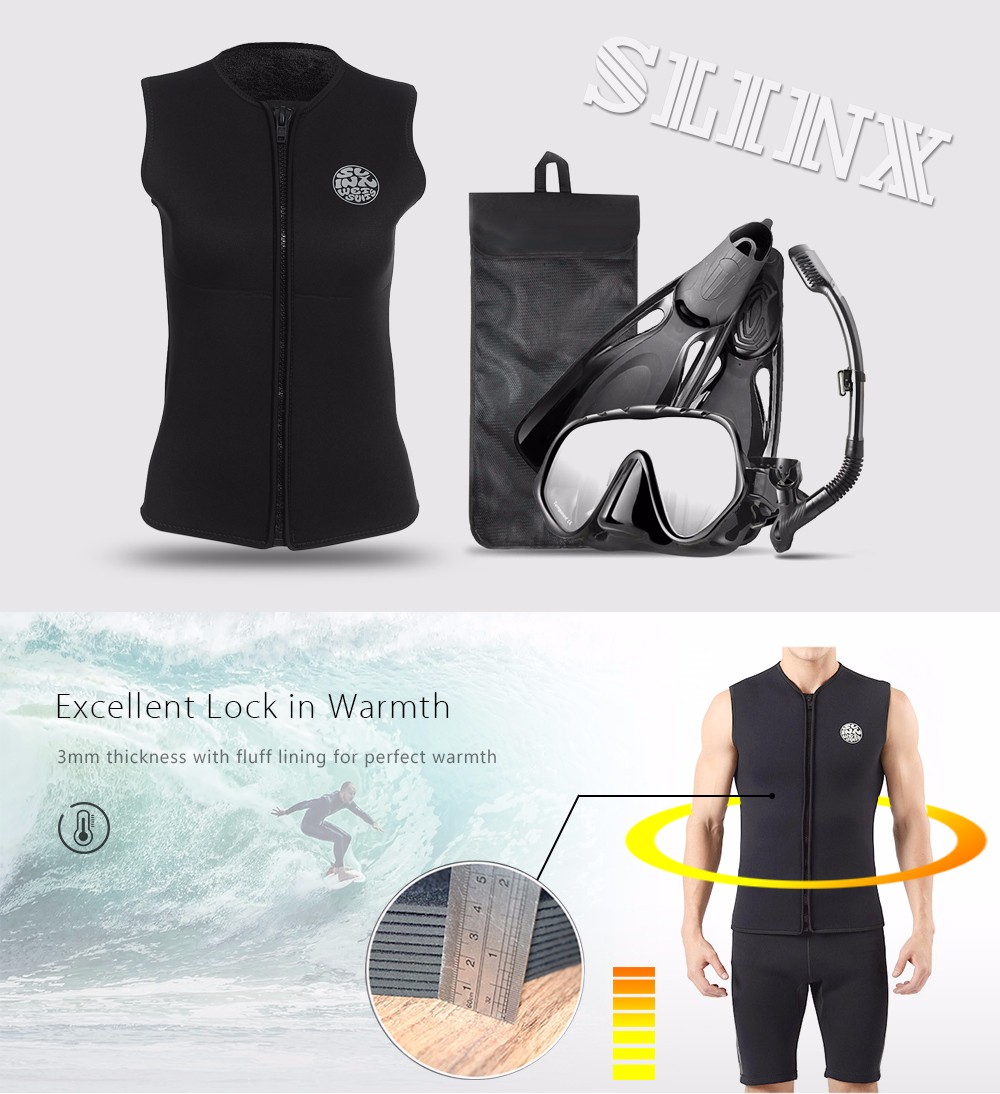 SLINX Outdoor Unisex 3MM Sleeveless Wetsuit Vest for Diving Surf Windsurf Kitesurfing