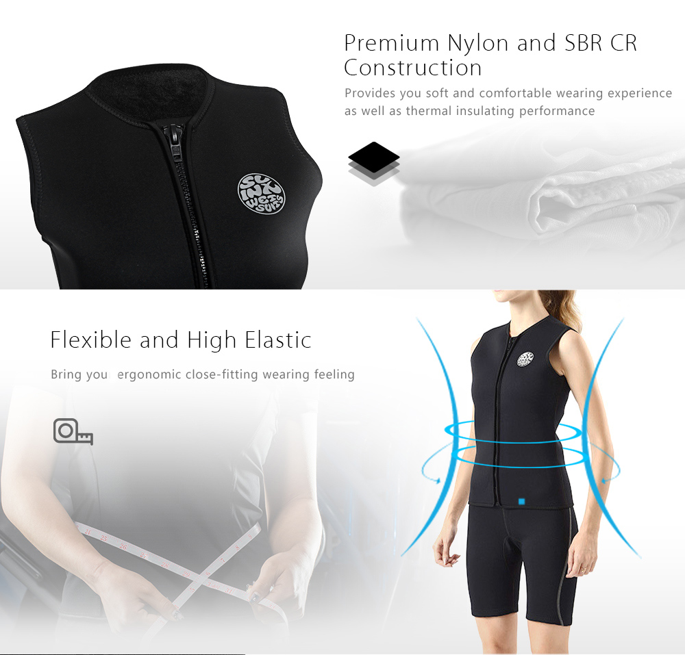 SLINX Outdoor Unisex 3MM Sleeveless Wetsuit Vest for Diving Surf Windsurf Kitesurfing