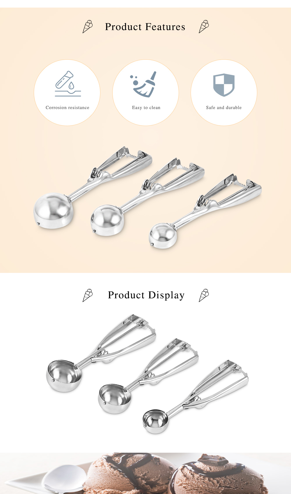 Stainless Steel Ice Cream Scoop