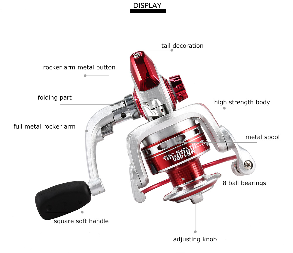 MB Series 8 Ball Bearings 5.2 : 1 Spinning Wheel Metal Fishing Reel MB Series 8 Ball Bearings 5.2 : 1 Spinning Wheel Metal Fishing Reel