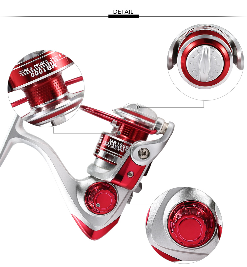 MB Series 8 Ball Bearings 5.2 : 1 Spinning Wheel Metal Fishing Reel MB Series 8 Ball Bearings 5.2 : 1 Spinning Wheel Metal Fishing Reel