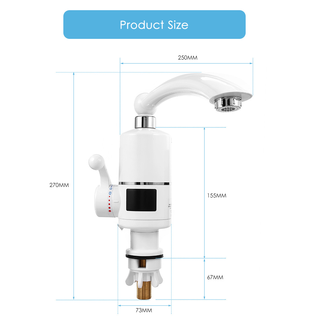 COHOTCA SDR - 4D - 3000W Tankless Electric Water Heater Faucet with LED Digital Display for Kitchen Bathroom COHOTCA SDR - 4D - 3000W Tankless Electric Water Heater Faucet with LED Digital Display for Kitchen Bathroom