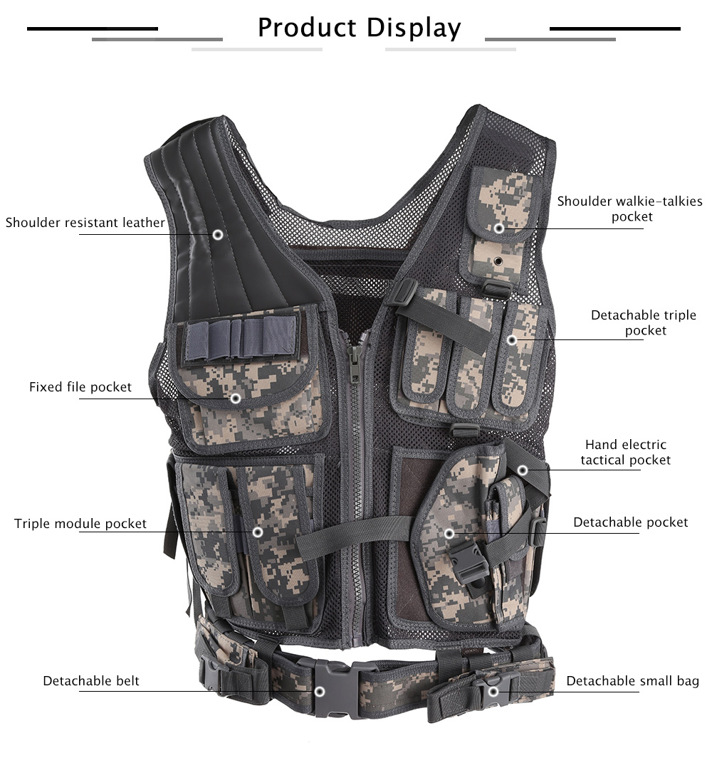 Multi-functional Tactical Vest Belt Protect Multi Pockets Mesh Breathable Equipment Multi-functional Tactical Vest Belt Protect Multi Pockets Mesh Breathable Equipment