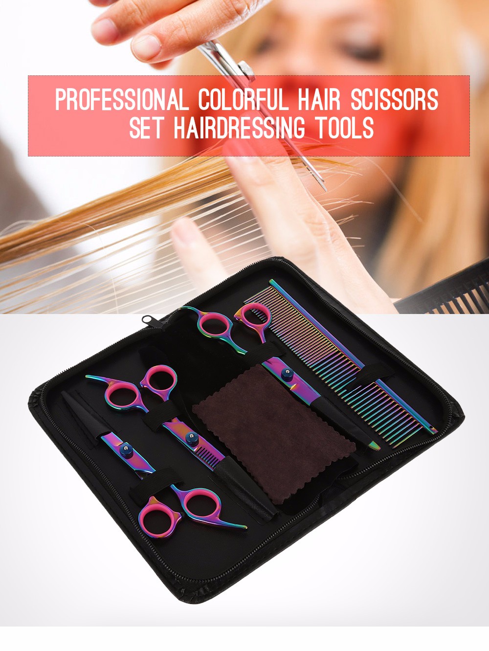 Colorful Hair Scissors Set Hairdressing Styling Tools