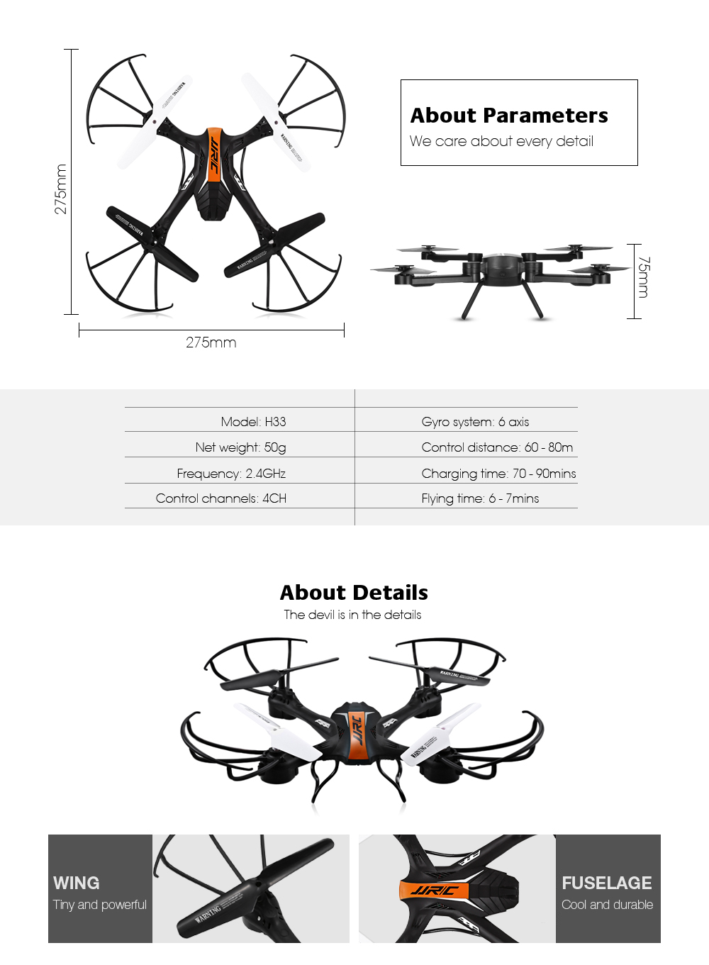 JJRC H33 WiFi Camera RC Quadcopter 2.4G 4CH 6-axis Gyro Headless Mode Drone RTF JJRC H33 WiFi Camera RC Quadcopter 2.4G 4CH 6-axis Gyro Headless Mode Drone RTF