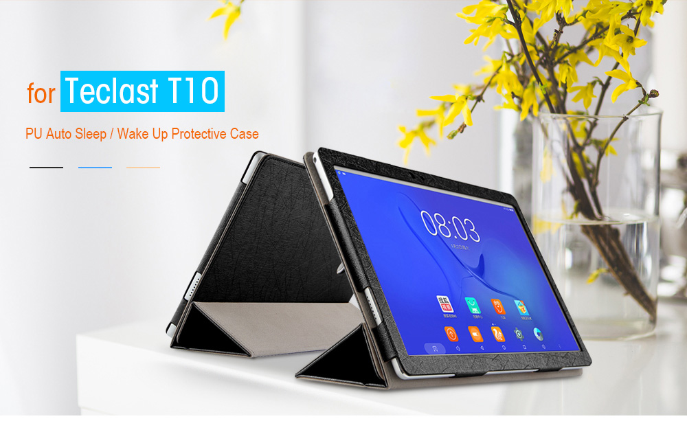 Tri-foldable Protective Case Auto Sleep / Wake Up Function for Teclast T10 