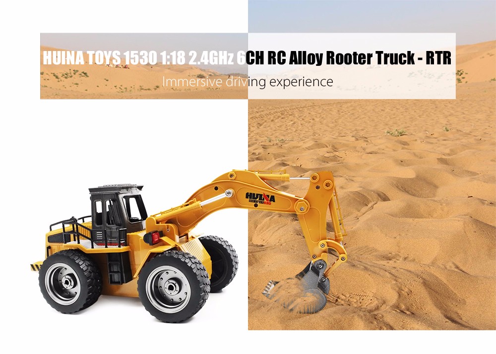 HUINA TOYS 1530 1:18 6CH RC Alloy Rooter Truck RTR with Movable Lifting Arm / Mechanical Sound / LED Light HUINA TOYS 1530 1:18 6CH RC Alloy Rooter Truck RTR with Movable Lifting Arm / Mechanical Sound / LED Light