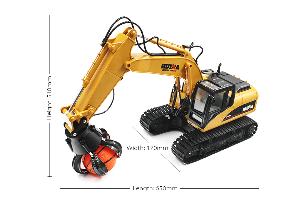 HUINA TOYS 1571 1:14 2.4GHz 16CH RC Alloy Ball Grabber Engineering Truck RTR 680-degree Rotation / Movable Stick Boom Claw / LED Light HUINA TOYS 1571 1:14 2.4GHz 16CH RC Alloy Ball Grabber Engineering Truck RTR 680-degree Rotation / Movable Stick Boom Claw / LED Light