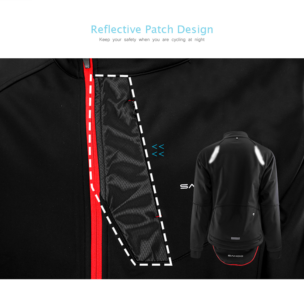 SAHOO Cycling Windproof Full Zippered Windproof Polyester Fabric Jacket 
