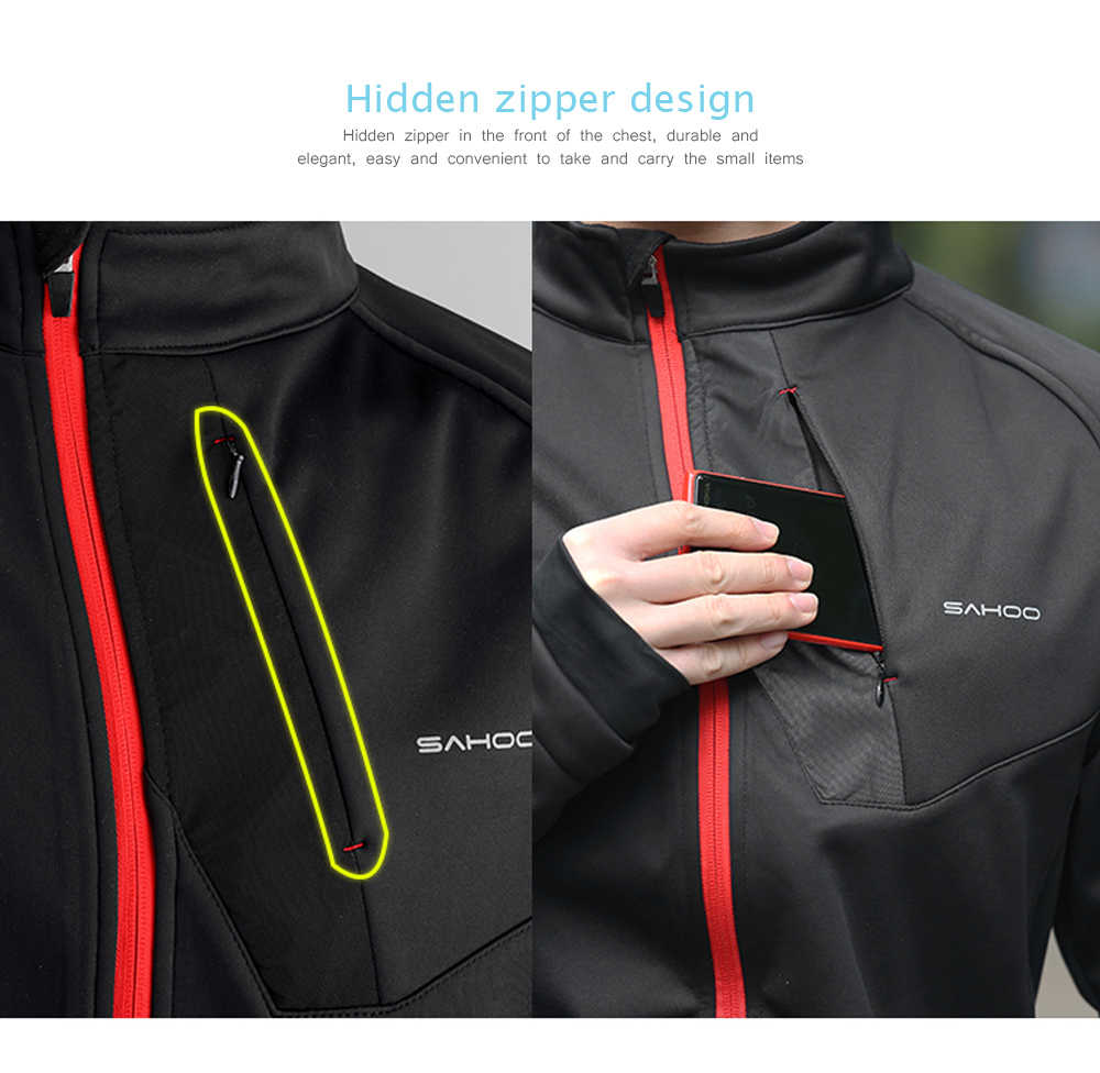 SAHOO Cycling Windproof Full Zippered Windproof Polyester Fabric Jacket 