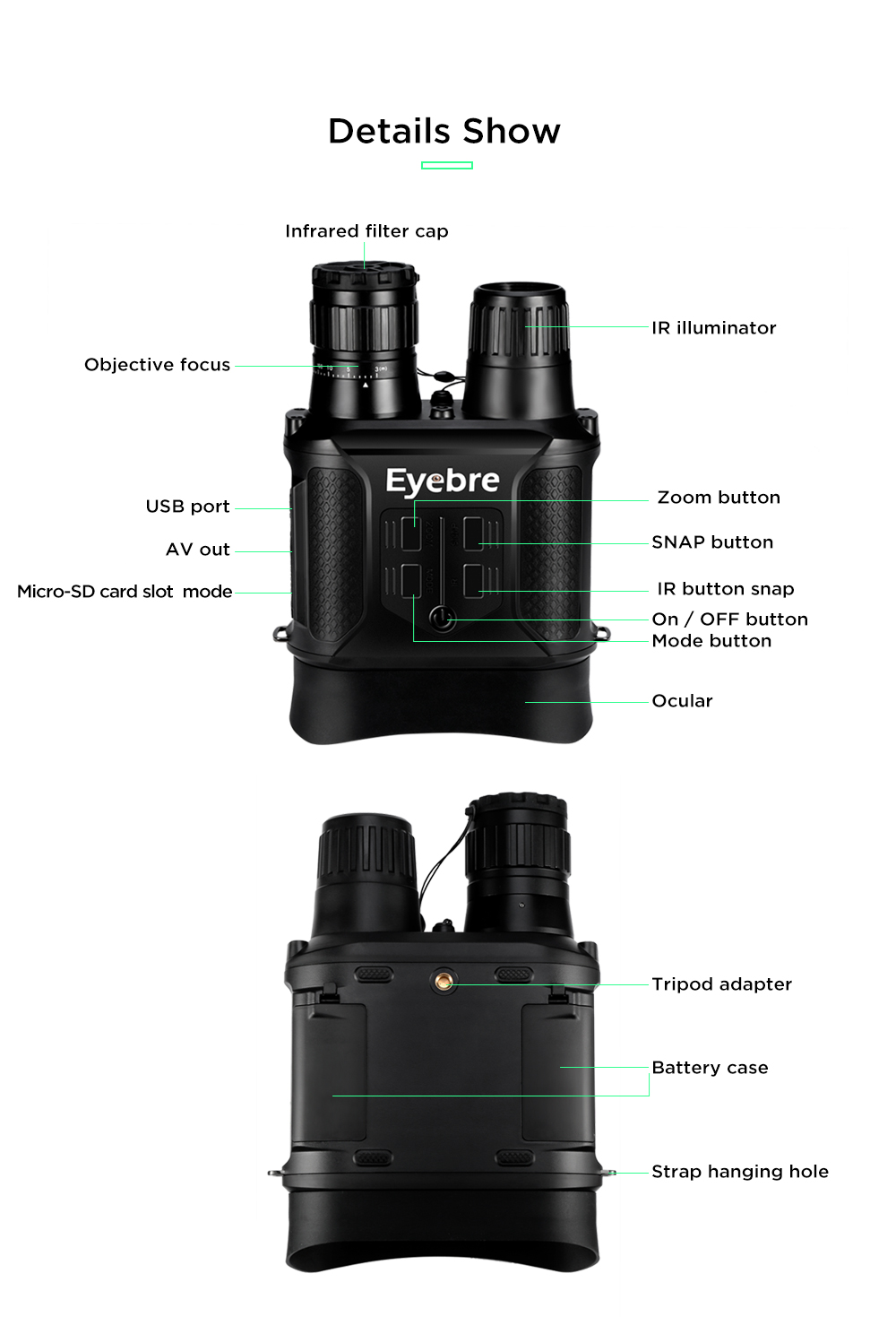 Eyebre 400M Digital Infrared Night Vision Binocular Scope HD Photo Camera Video Recorder Eyebre 400M Digital Infrared Night Vision Binocular Scope HD Photo Camera Video Recorder
