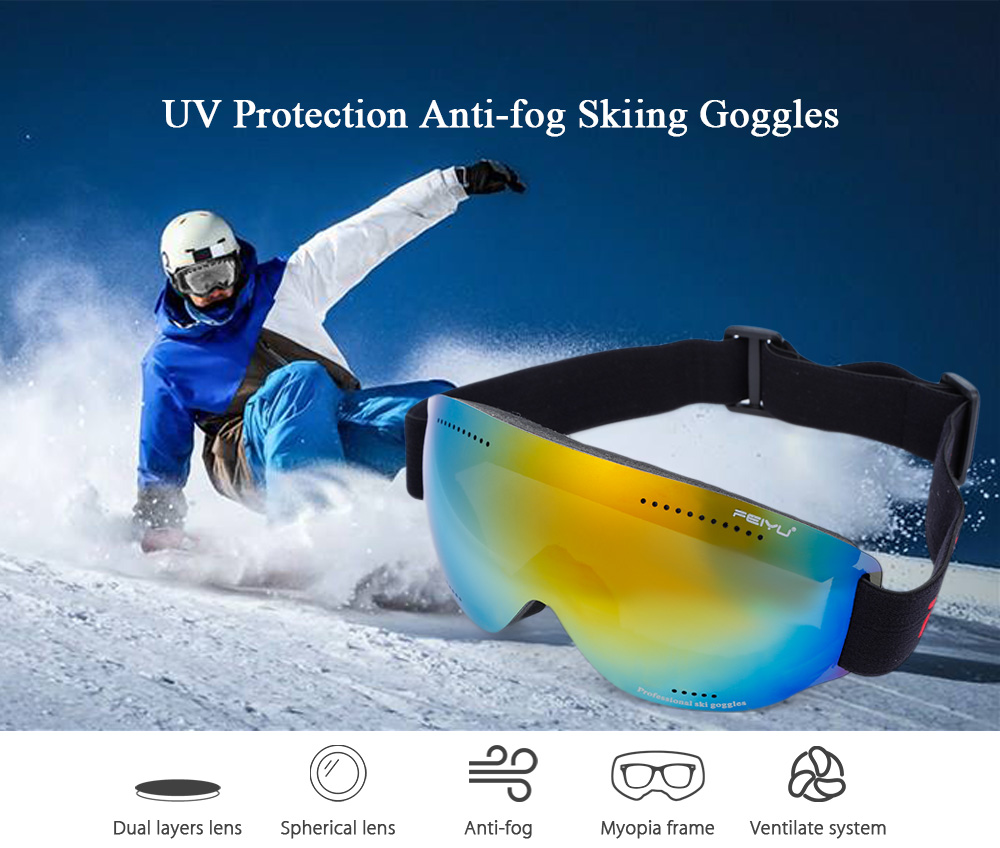 FEIYU Unisex Spherical Anti-fog Lens Skiing Goggles Climbing Glasses Eyewear FEIYU Unisex Spherical Anti-fog Lens Skiing Goggles Climbing Glasses Eyewear