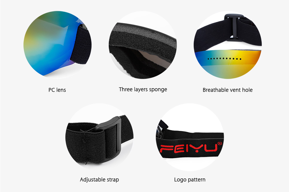 FEIYU Unisex Spherical Anti-fog Lens Skiing Goggles Climbing Glasses Eyewear FEIYU Unisex Spherical Anti-fog Lens Skiing Goggles Climbing Glasses Eyewear