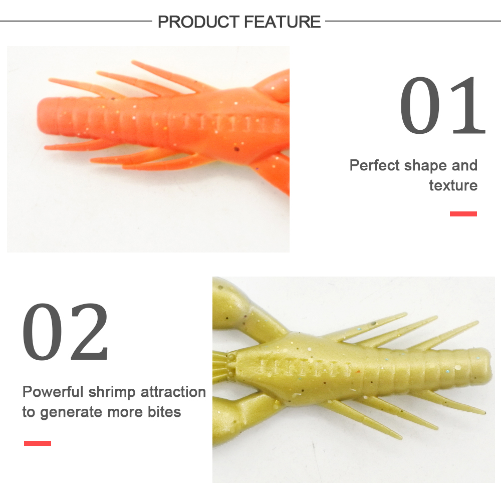 HONOREAL 7.5CM Shrimp Shape Soft Bait Fishing Lure 3PCS HONOREAL 7.5CM Shrimp Shape Soft Bait Fishing Lure 3PCS