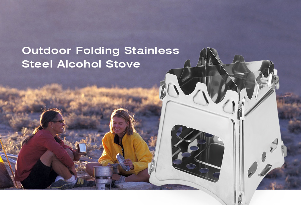 Outlife Outdoor Pocket Stainless Steel Folding Alcohol Stove for Cooking Camping Outlife Outdoor Pocket Stainless Steel Folding Alcohol Stove for Cooking Camping