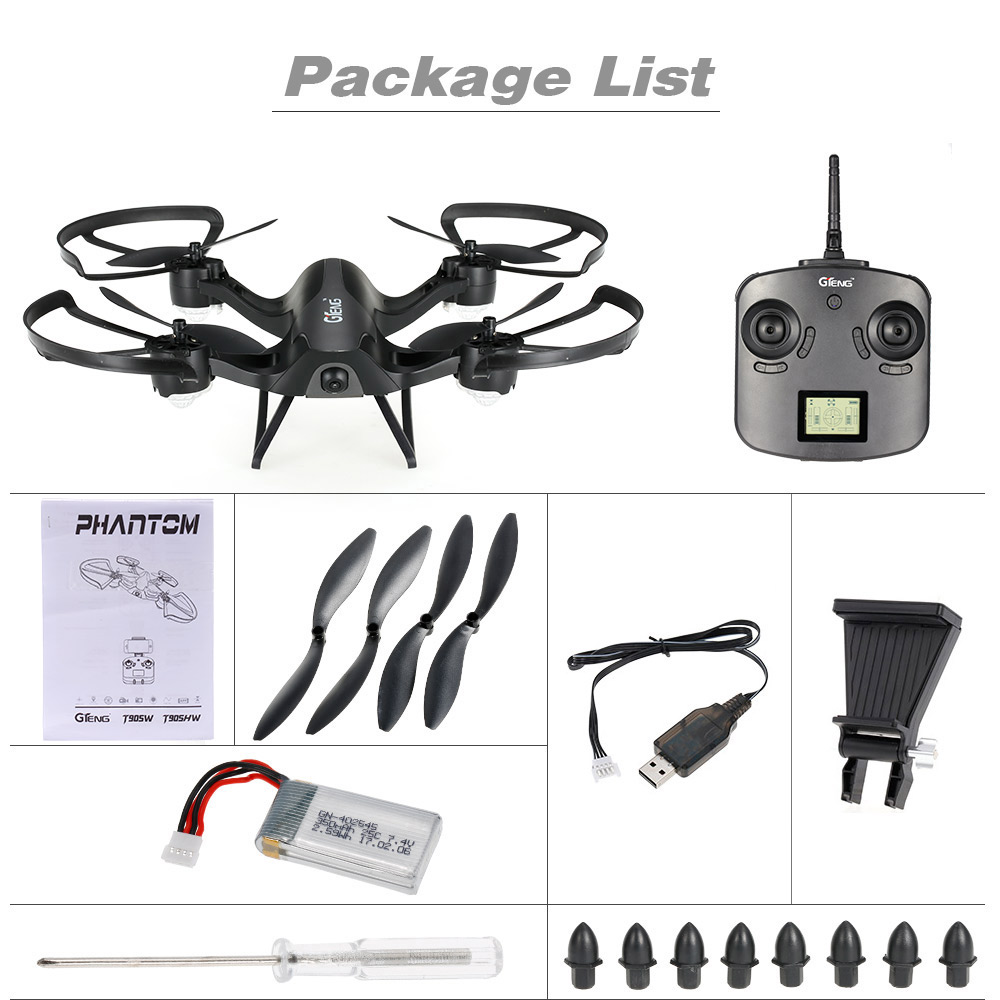 Gteng T905HW RC Drone with WiFi FPV HD Camera Quadrocopter RTF Gteng T905HW RC Drone with WiFi FPV HD Camera Quadrocopter RTF