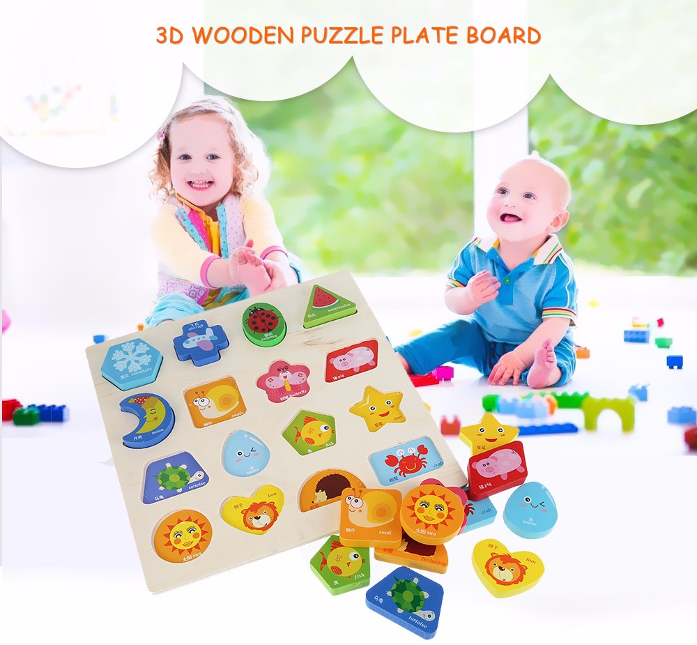 3D Wooden Puzzle Plate Board Cognitive Ability Training Educational Toy