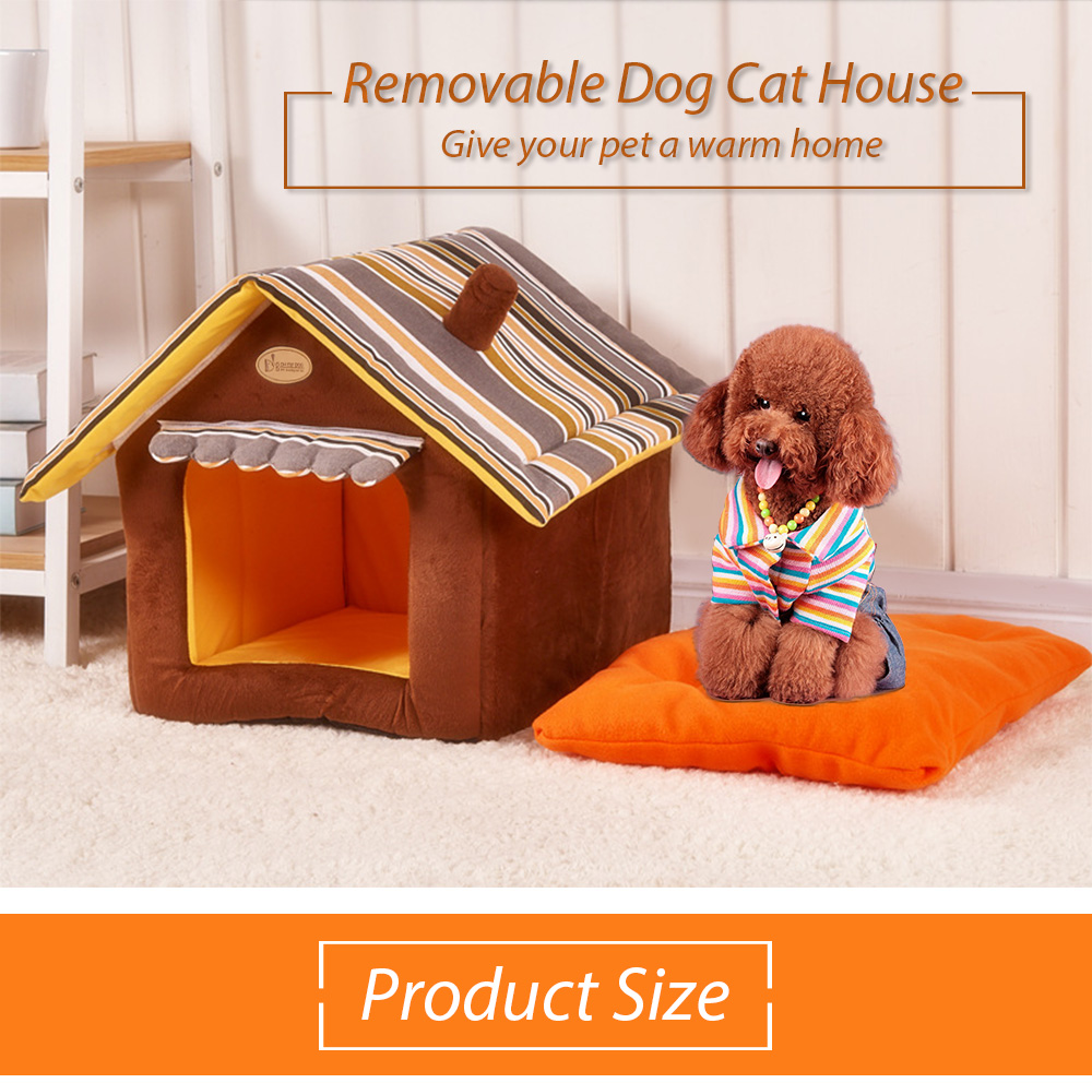 Removable Dog Cat House Pet Bed
