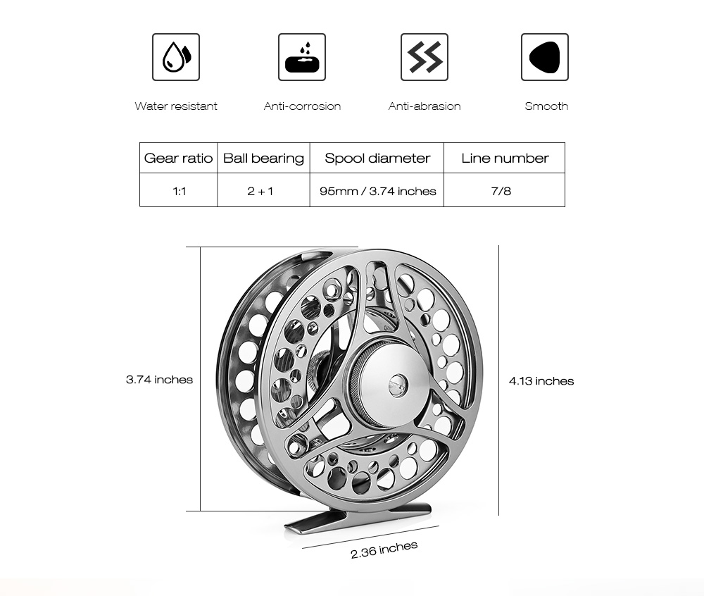 LEO FGK95 2 + 1 Ball Bearing Full Metal Spool Fly Fishing Reel Aluminum Alloy Wheel for Fish Accessory LEO FGK95 2 + 1 Ball Bearing Full Metal Spool Fly Fishing Reel Aluminum Alloy Wheel for Fish Accessory