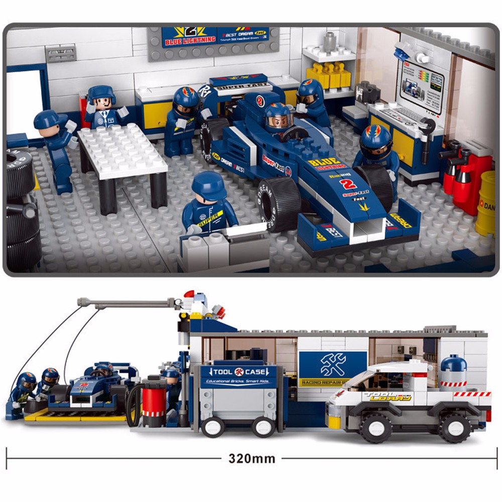 Sluban Building and Construction Blocks M38-B0356 F1 Maintenance Station Construction Set ( 741 Pie )