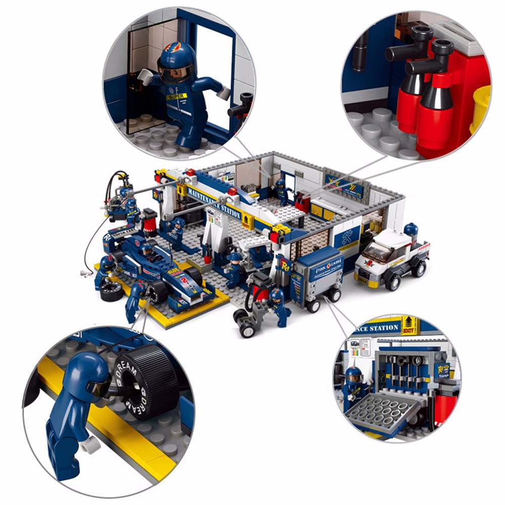 Sluban Building and Construction Blocks M38-B0356 F1 Maintenance Station Construction Set ( 741 Pie )