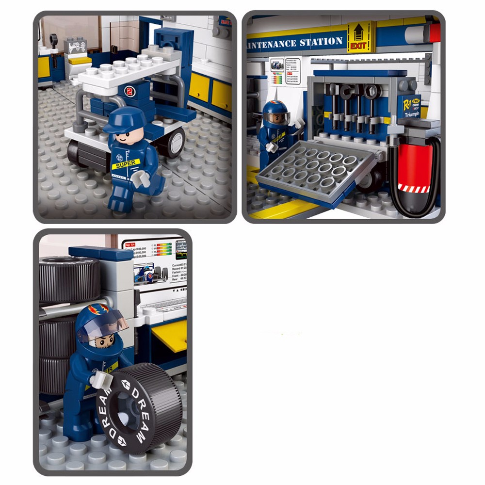 Sluban Building and Construction Blocks M38-B0356 F1 Maintenance Station Construction Set ( 741 Pie )