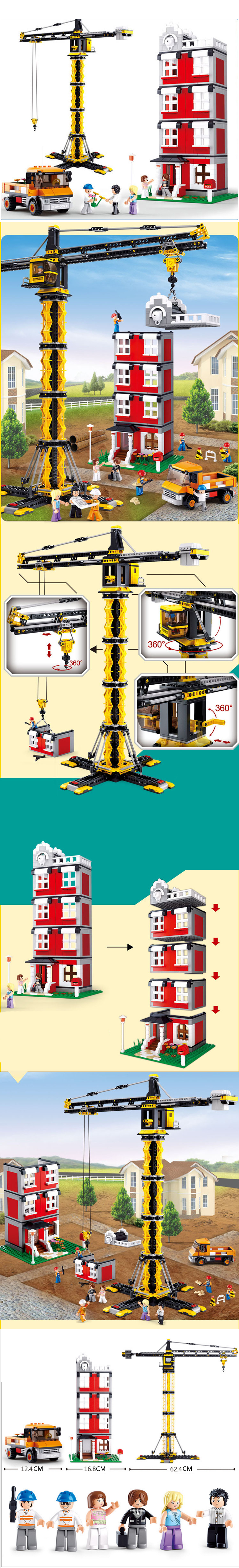 Sluban Crane Tower and Building - 1461 Pieces  Educational Blocks Toys