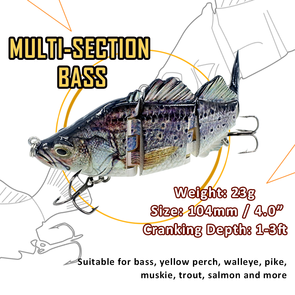4 Segment Multi Jointed Life-like Swimbait Hard Fishing Lure Bass Bait 4 Segment Multi Jointed Life-like Swimbait Hard Fishing Lure Bass Bait