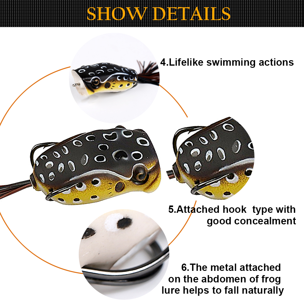 Topwater Hollow PVC Frog Popping Fishing Lure Soft Swimbait with Tackle Box for Freshwater and Saltwater Angling Topwater Hollow PVC Frog Popping Fishing Lure Soft Swimbait with Tackle Box for Freshwater and Saltwater Angling