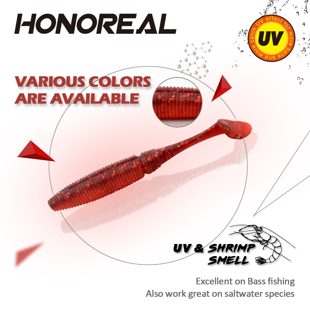 HONOREAL 5CM Bass Soft Plastic Bait Freshwater and Saltwater Shrimp Flavour Fishing Lure 6PCS 