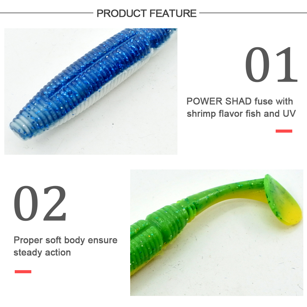 HONOREAL 5CM Bass Soft Plastic Bait Freshwater and Saltwater Shrimp Flavour Fishing Lure 6PCS 