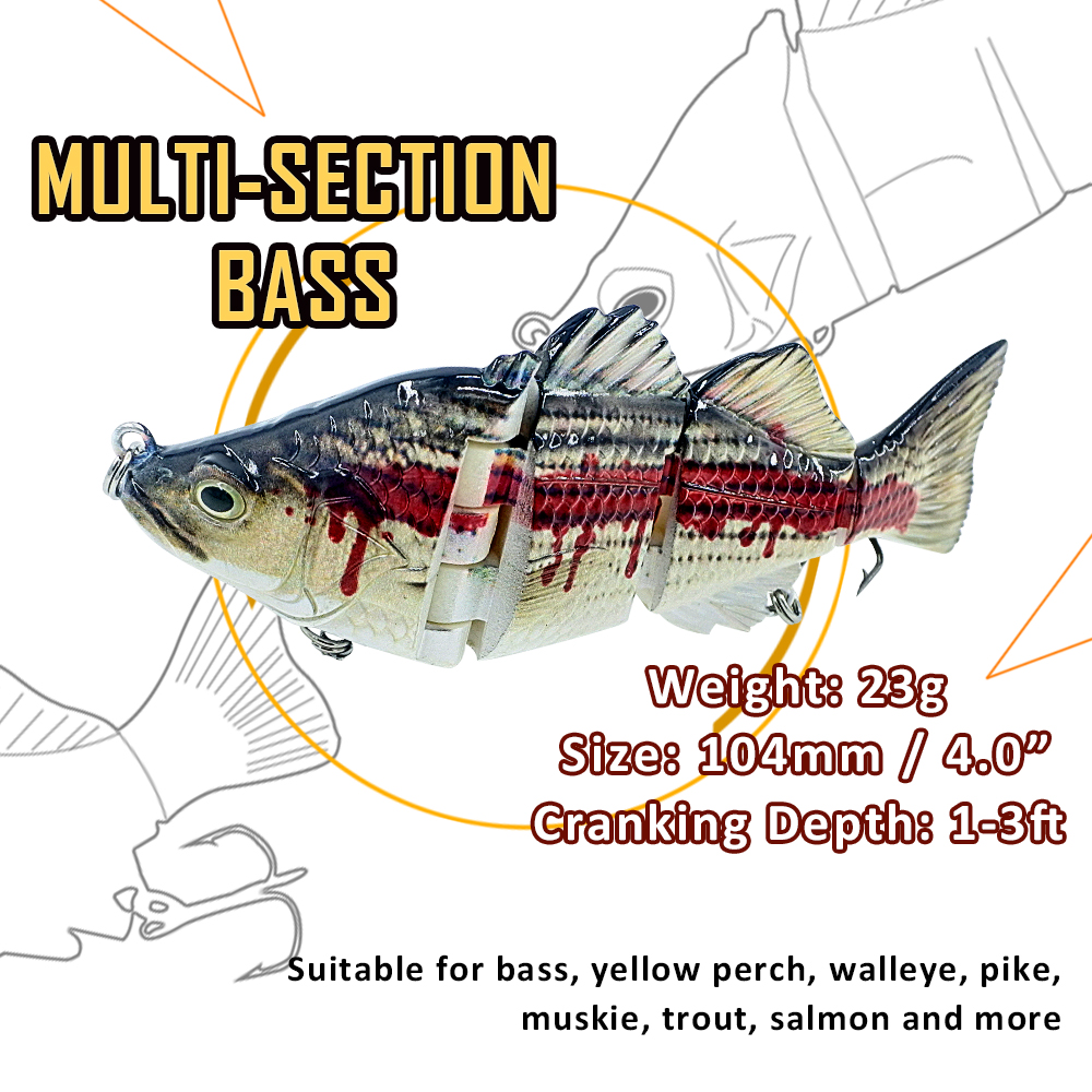ABS Material 4 Section Swimbait Hard Multi Jointed Fishing Lure Bait for Bass Trout Fishing