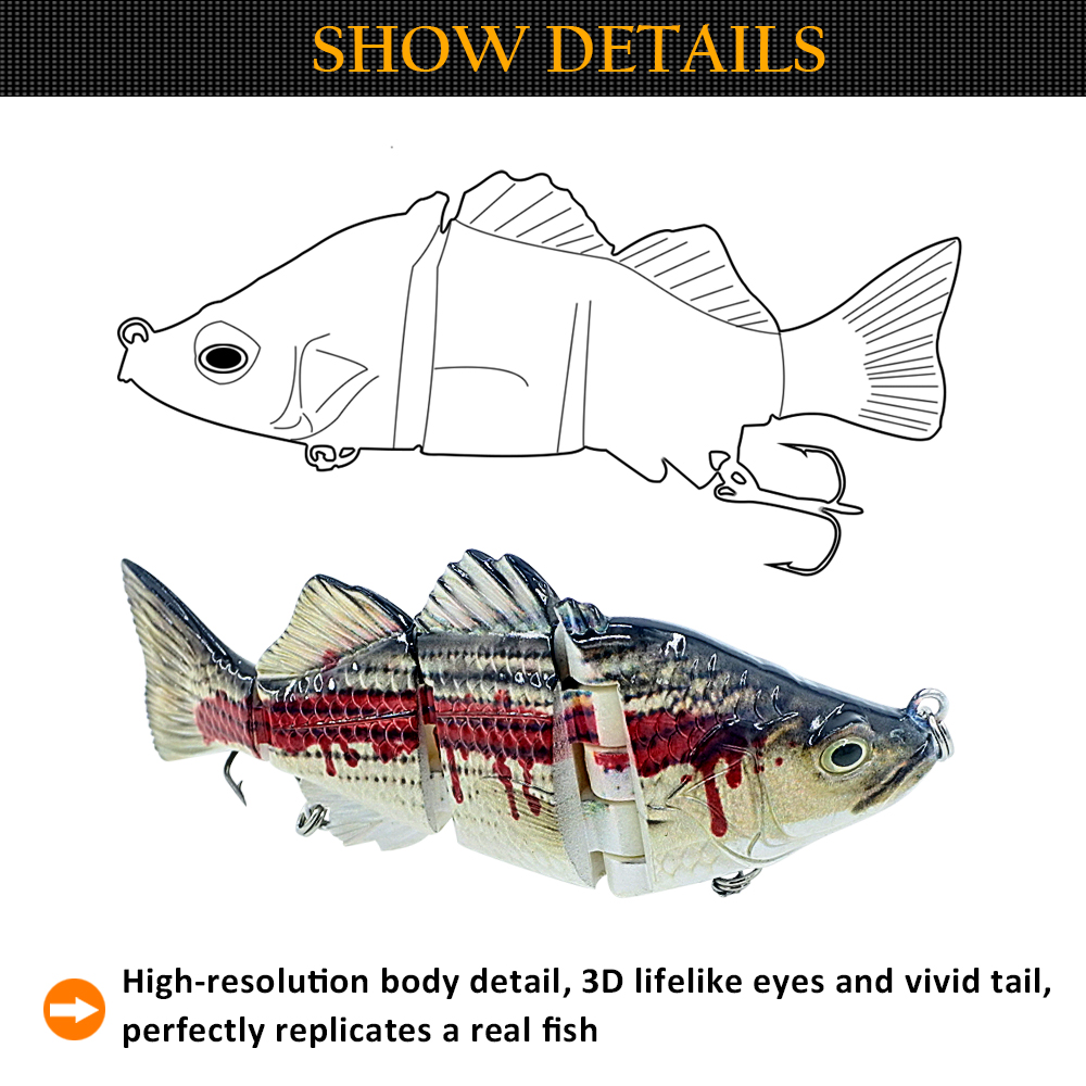 ABS Material 4 Section Swimbait Hard Multi Jointed Fishing Lure Bait for Bass Trout Fishing