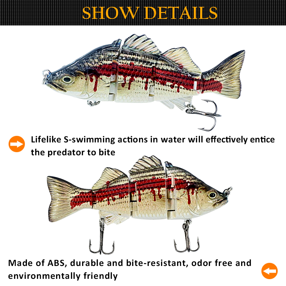 ABS Material 4 Section Swimbait Hard Multi Jointed Fishing Lure Bait for Bass Trout Fishing