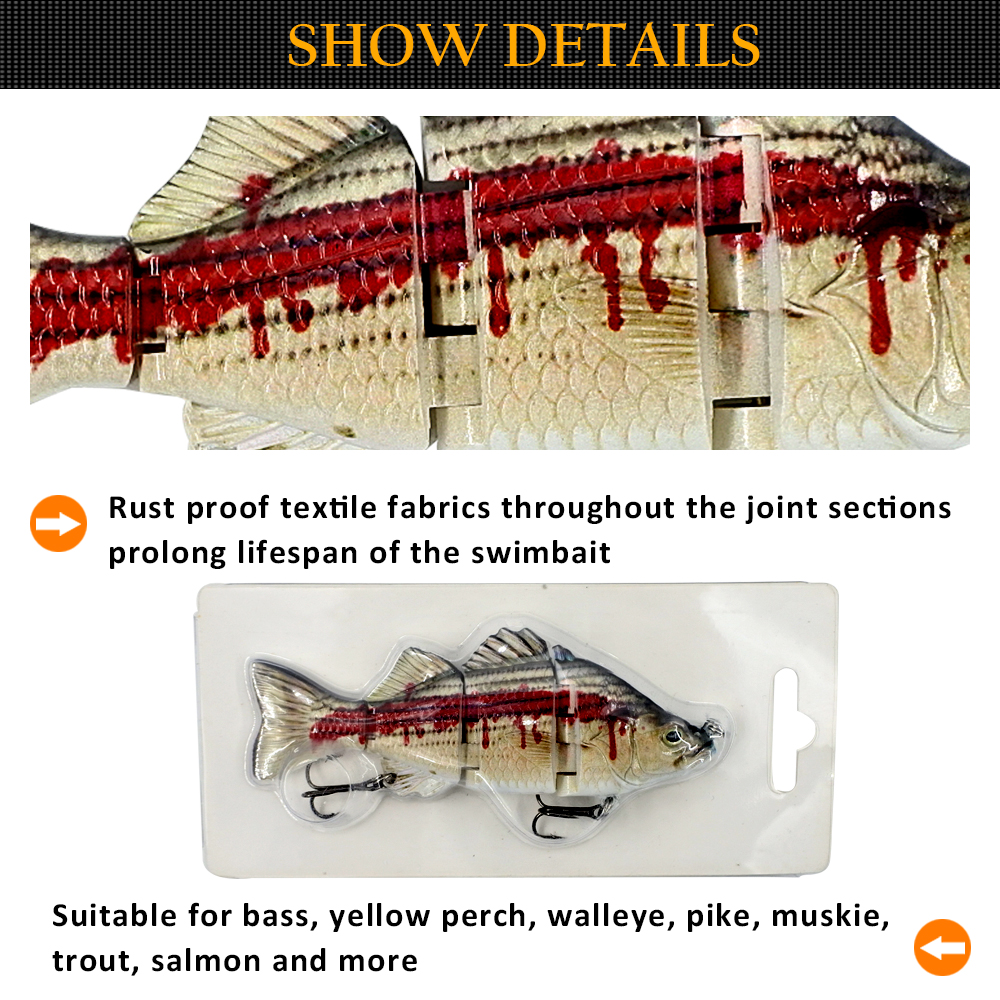 ABS Material 4 Section Swimbait Hard Multi Jointed Fishing Lure Bait for Bass Trout Fishing