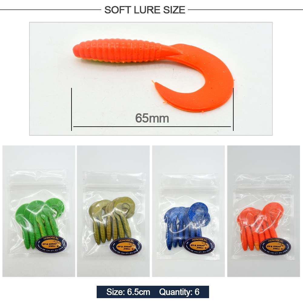 HONOREAL 6.5CM Artificial Soft Lure Fishing Bait 6PCS