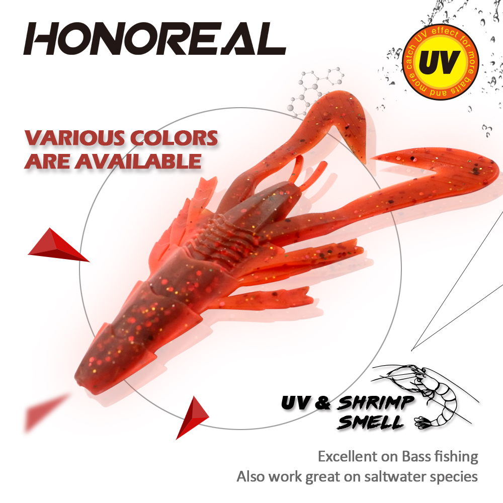 HONOREAL 6.5CM Different Color Artificial Fishing Shrimp Lure Soft Bait 3PCS HONOREAL 6.5CM Different Color Artificial Fishing Shrimp Lure Soft Bait 3PCS