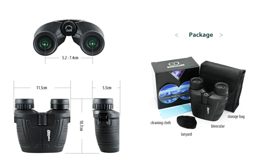 Kinglux Optics 12X 25mm BAK4 Compact Porro Binocular with Twist Up and Large Eyepieces Kinglux Optics 12X 25mm BAK4 Compact Porro Binocular with Twist Up and Large Eyepieces