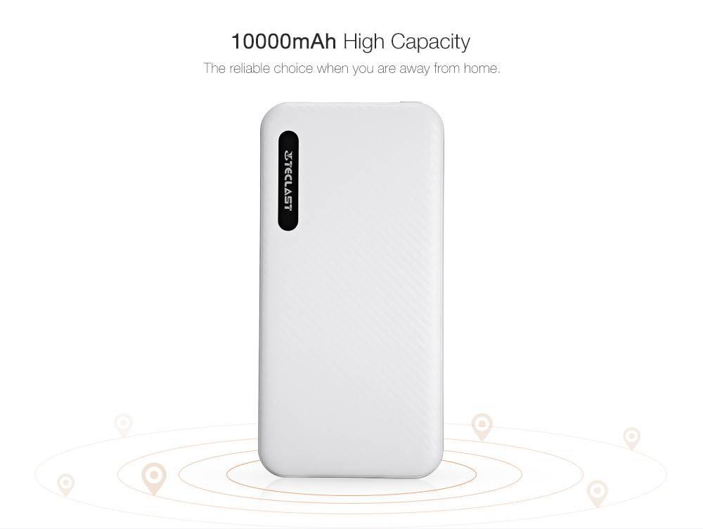 Teclast T100UU Series Power Bank 10000mAh 5V 2.1A Dual Output Micro USB Input Polymer Battery Indicator Lights