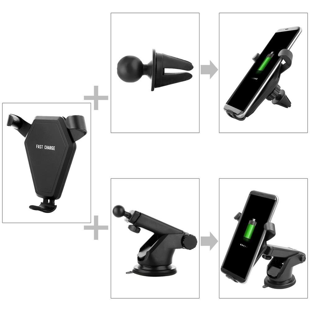 Qi Wireless Car Mount Charger Gravity Linkage Fast Charging for iPhone X  8/8 Plus Samsung Galaxy S8 S6/S7 Edge  Note 8