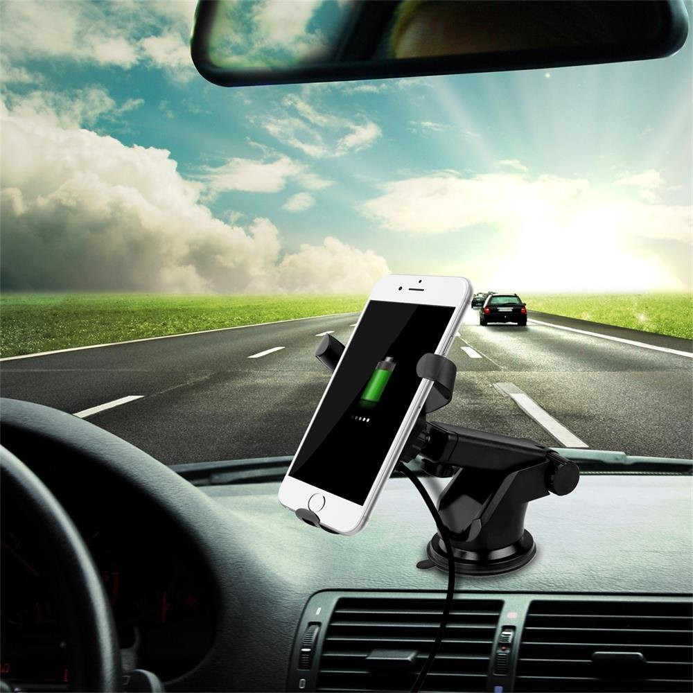 Qi Wireless Car Mount Charger Gravity Linkage Fast Charging for iPhone X  8/8 Plus Samsung Galaxy S8 S6/S7 Edge  Note 8