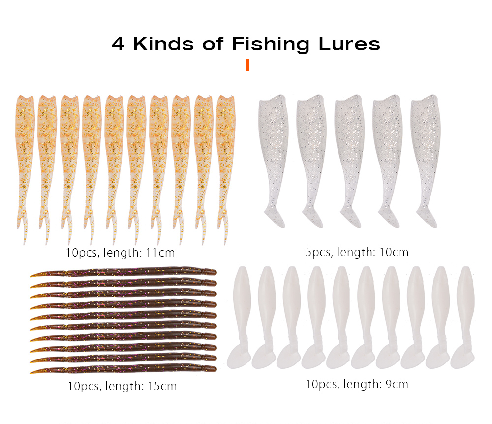 PRO BEROS 40pcs / Set Worm Fishing Lure Bass Bait Fish Hook Tackle PRO BEROS 40pcs / Set Worm Fishing Lure Bass Bait Fish Hook Tackle