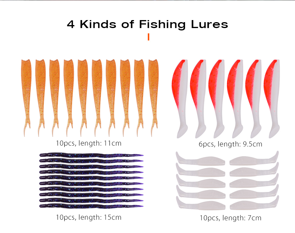 PRO BEROS 41pcs / Set Worm Fishing Lure Bass Bait Fish Hook Tackle PRO BEROS 41pcs / Set Worm Fishing Lure Bass Bait Fish Hook Tackle