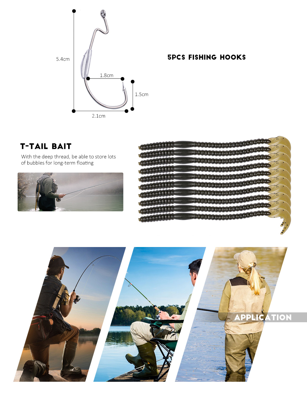 PRO BEROS 55pcs / Set Soft Worm Fishing Lure Bait Fish Hook Tackle PRO BEROS 55pcs / Set Soft Worm Fishing Lure Bait Fish Hook Tackle