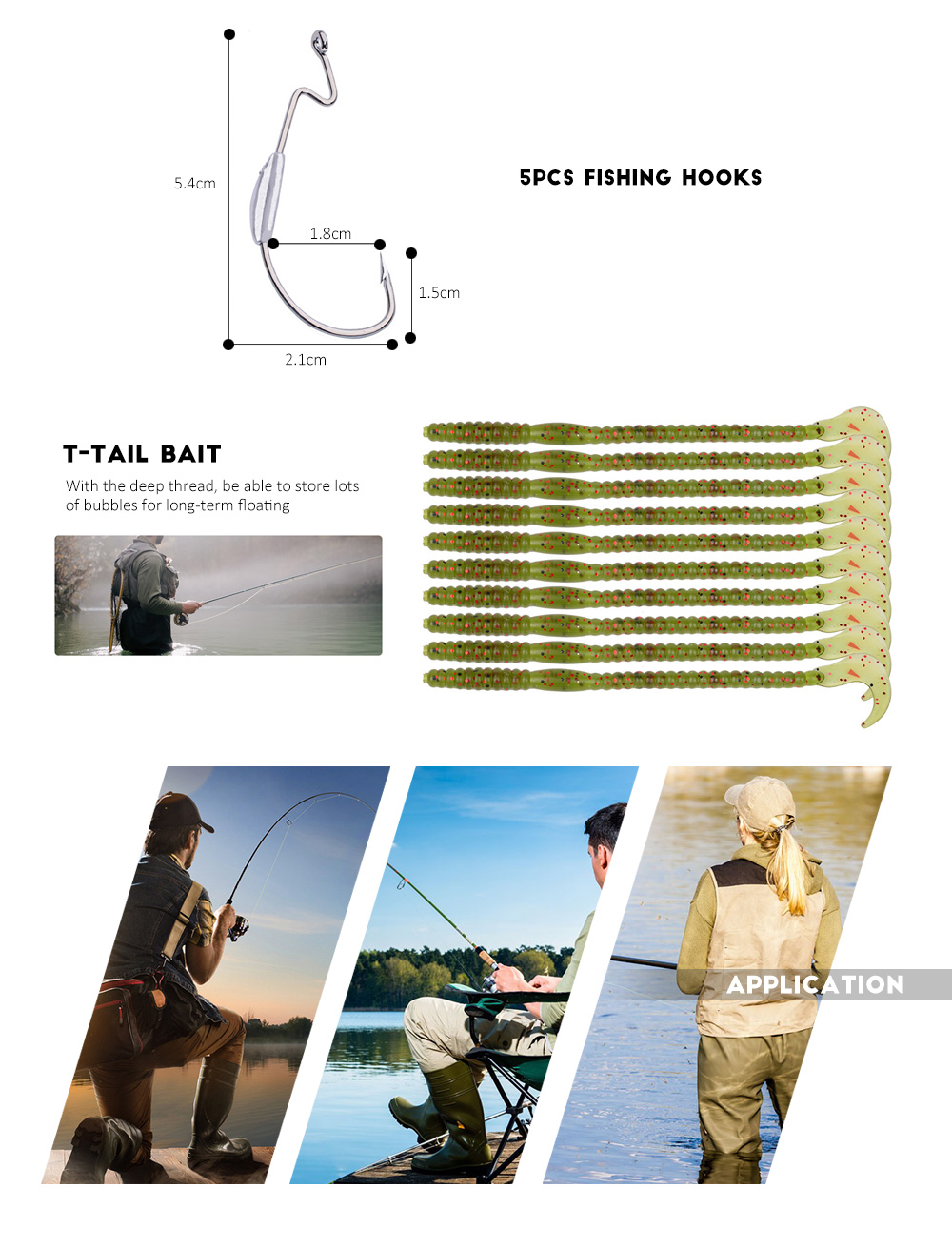 PRO BEROS 55pcs / Set Soft Worm Fishing Lure Bass Bait Fish Hook PRO BEROS 55pcs / Set Soft Worm Fishing Lure Bass Bait Fish Hook