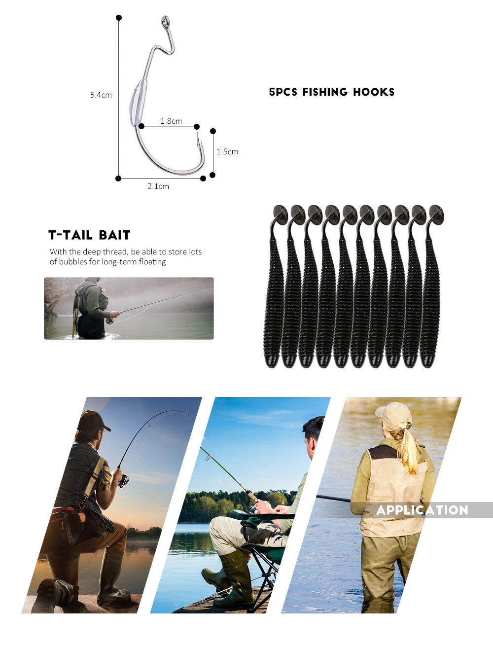 PRO BEROS 55pcs / Set Worm Fishing Lure Bass Bait Fish Hook Tackle PRO BEROS 55pcs / Set Worm Fishing Lure Bass Bait Fish Hook Tackle